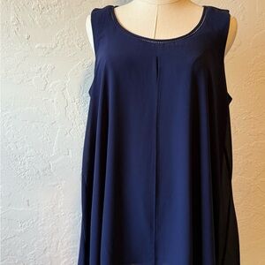 Nina Leonard Navy Sleeveless Tank Top